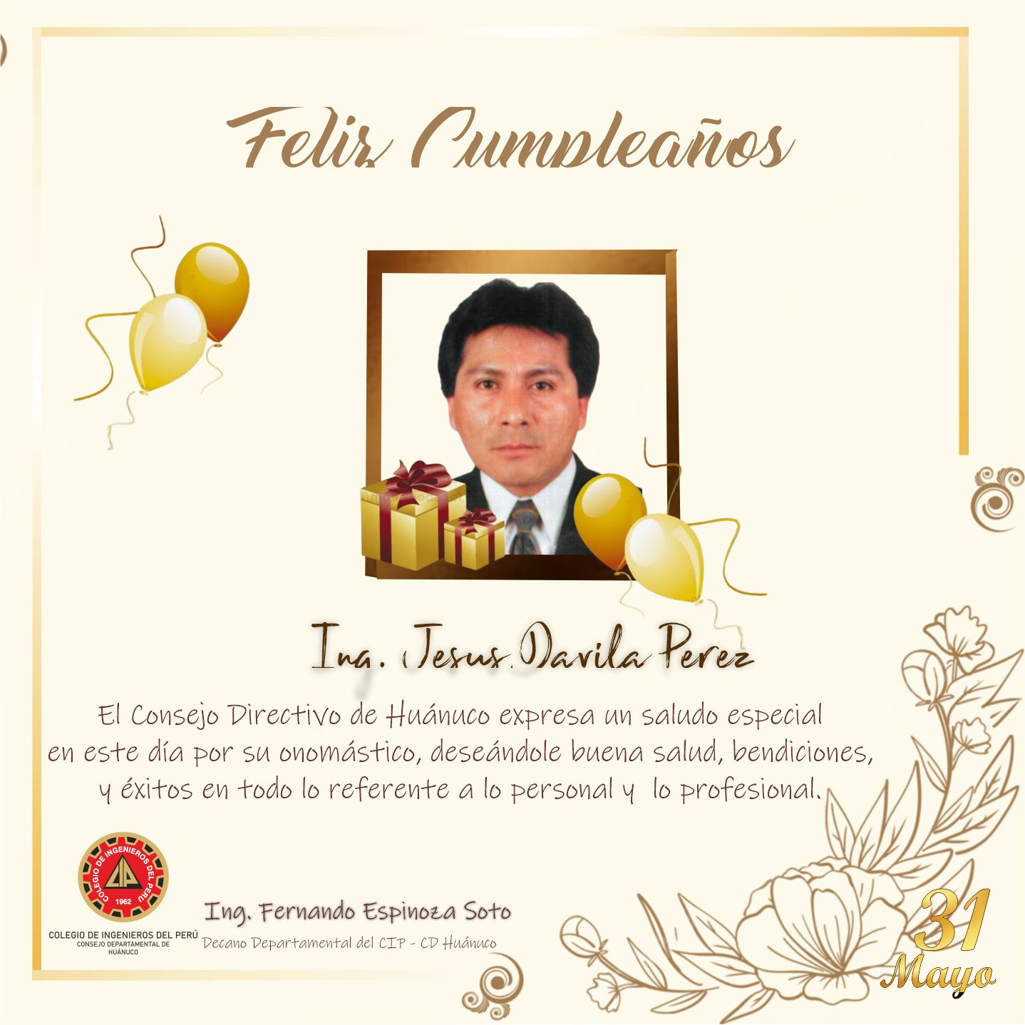 ¡Feliz cumpleaños, Ing. Jesús Dávila Pérez!